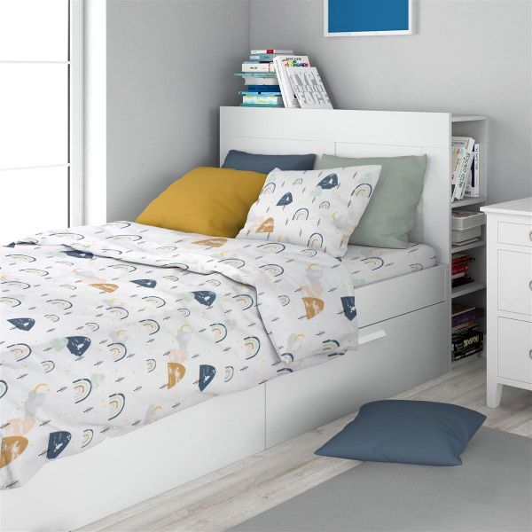 DIMcol Σεντόνια Εμπριμέ Σετ 3 τεμ kids Rainbow 574 160X240 White-Blue 100% Cotton
