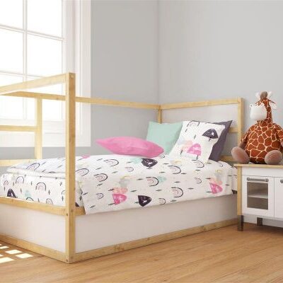 DIMcol Πάπλωμα Εμπριμέ bebe Rainbow 575 120X160 White-Pink 100% Cotton