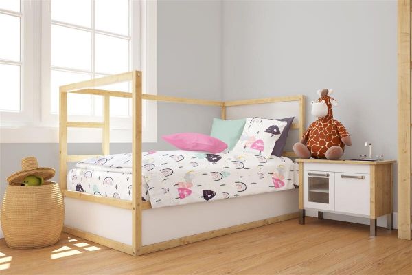 DIMcol Πάπλωμα Εμπριμέ bebe Rainbow 575 120X160 White-Pink 100% Cotton