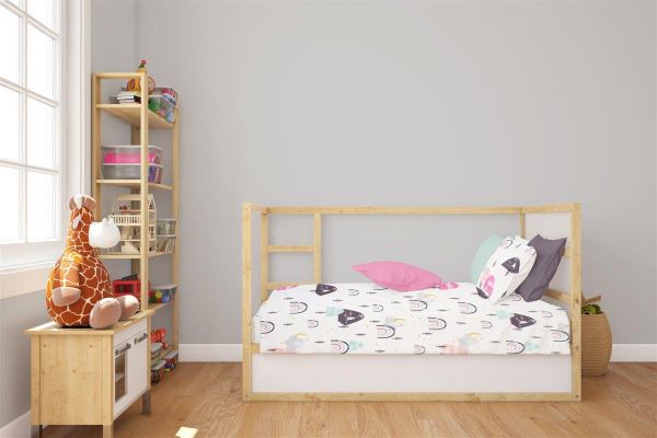 DIMcol Σεντόνια Εμπριμέ Σετ 3 τεμ bebe Rainbow 575 120X160 White-Pink 100% Cotton
