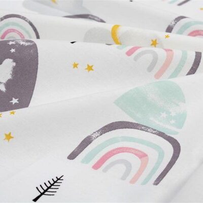 DIMcol Σεντόνια Εμπριμέ Σετ 3 τεμ bebe Rainbow 575 120X160 White-Pink 100% Cotton - Image 2