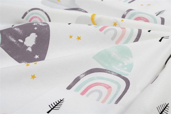 DIMcol Σεντόνια Εμπριμέ Σετ 3 τεμ bebe Rainbow 575 120X160 White-Pink 100% Cotton - Image 2