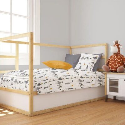 DIMcol Πάπλωμα Εμπριμέ bebe Seabirds 578 120X160 White-Grey 100% Cotton