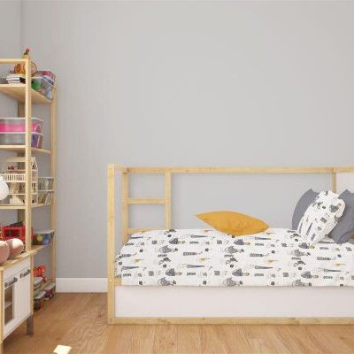 DIMcol Σεντόνια Εμπριμέ Σετ 3 τεμ bebe Seabirds 578 120X160 White-Grey 100% Cotton