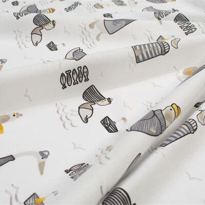 DIMcol Σεντόνια Εμπριμέ Σετ 3 τεμ bebe Seabirds 578 120X160 White-Grey 100% Cotton - Image 2