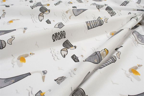 DIMcol Σεντόνια Εμπριμέ Σετ 3 τεμ bebe Seabirds 578 120X160 White-Grey 100% Cotton - Image 2