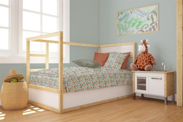 DIMcol Πάπλωμα Εμπριμέ bebe Fox 528 120X160 Pale Cyan 100% Cotton