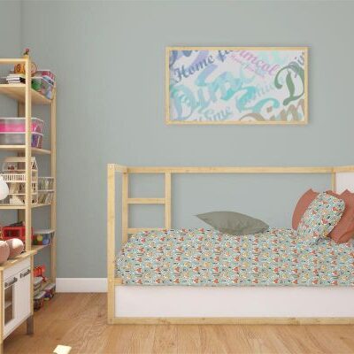 DIMcol Σεντόνια Εμπριμέ Σετ 3 τεμ bebe Fox 528 120X160 Pale Cyan 100% Cotton