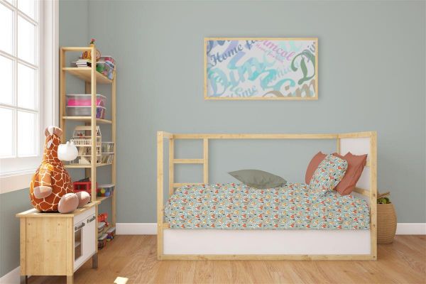 DIMcol Σεντόνια Εμπριμέ Σετ 3 τεμ bebe Fox 528 120X160 Pale Cyan 100% Cotton