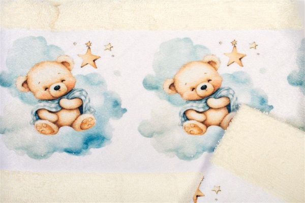 DIMcol Πετσέτα Σετ 2 τεμ Με Ψηφιακή Εκτύπωση bebe Cute Bear 303 30X50,70X140 Ecru 100% Cotton - Image 2