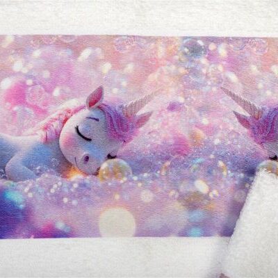 DIMcol Πετσέτα Σετ 2 τεμ Με Ψηφιακή Εκτύπωση bebe Dreaming Unicorn 321 30X50,70X140 White 100% Cotton - Image 2