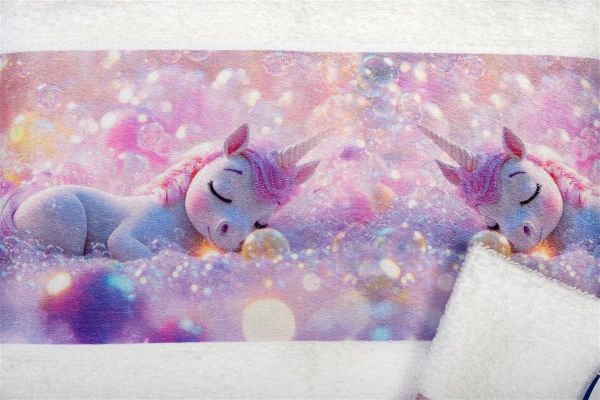 DIMcol Πετσέτα Σετ 2 τεμ Με Ψηφιακή Εκτύπωση bebe Dreaming Unicorn 321 30X50,70X140 White 100% Cotton - Image 2