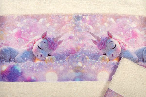 DIMcol Πετσέτα Σετ 2 τεμ Με Ψηφιακή Εκτύπωση bebe Dreaming Unicorn 322 30X50,70X140 Ecru 100% Cotton - Image 2