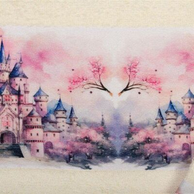 DIMcol Πετσέτα Σετ 2 τεμ Με Ψηφιακή Εκτύπωση bebe Fairytale Castle 327 30X50,70X140 Ecru 100% Cotton - Image 2