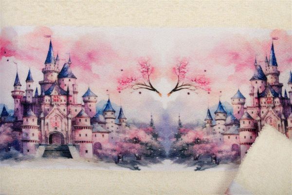 DIMcol Πετσέτα Σετ 2 τεμ Με Ψηφιακή Εκτύπωση bebe Fairytale Castle 327 30X50,70X140 Ecru 100% Cotton - Image 2