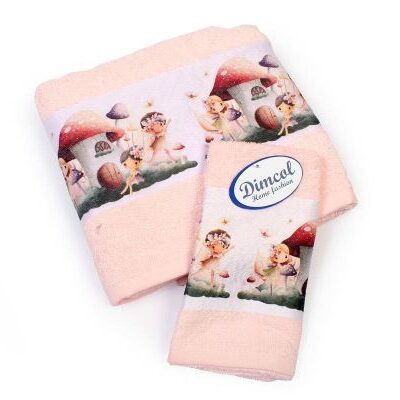 DIMcol Πετσέτα Σετ 2 τεμ Με Ψηφιακή Εκτύπωση bebe Fairies 330 30X50,70X140 Pink 100% Cotton