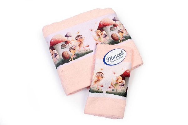 DIMcol Πετσέτα Σετ 2 τεμ Με Ψηφιακή Εκτύπωση bebe Fairies 330 30X50,70X140 Pink 100% Cotton