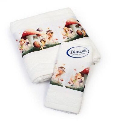 DIMcol Πετσέτα Σετ 2 τεμ Με Ψηφιακή Εκτύπωση bebe Fairies 331 30X50,70X140 White 100% Cotton