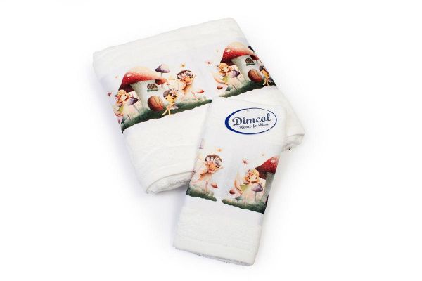 DIMcol Πετσέτα Σετ 2 τεμ Με Ψηφιακή Εκτύπωση bebe Fairies 331 30X50,70X140 White 100% Cotton