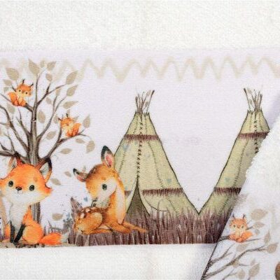 DIMcol Πετσέτα Σετ 2 τεμ Με Ψηφιακή Εκτύπωση bebe Forest Animals 335 30X50,70X140 White 100% Cotton - Image 2