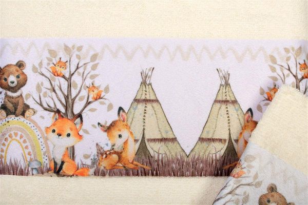 DIMcol Πετσέτα Σετ 2 τεμ Με Ψηφιακή Εκτύπωση bebe Forest Animals 336 30X50,70X140 Ecru 100% Cotton - Image 2