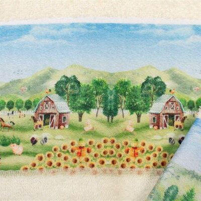 DIMcol Πετσέτα Σετ 2 τεμ Με Ψηφιακή Εκτύπωση bebe Farm 341 30X50,70X140 Ecru 100% Cotton - Image 2
