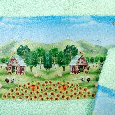DIMcol Πετσέτα Σετ 2 τεμ Με Ψηφιακή Εκτύπωση bebe Farm 342 30X50,70X140 Mint 100% Cotton - Image 2