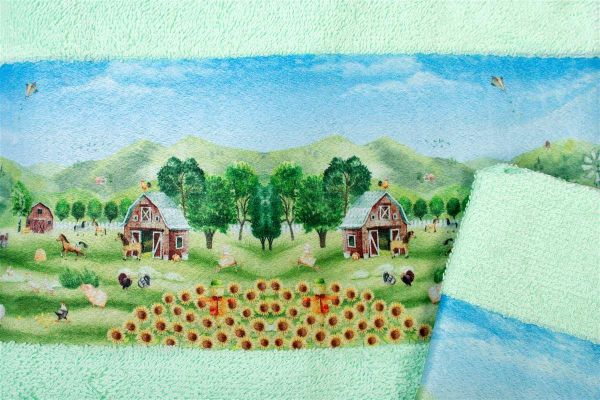 DIMcol Πετσέτα Σετ 2 τεμ Με Ψηφιακή Εκτύπωση bebe Farm 342 30X50,70X140 Mint 100% Cotton - Image 2