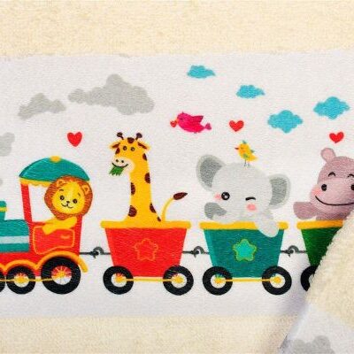 DIMcol Πετσέτα Σετ 2 τεμ Με Ψηφιακή Εκτύπωση bebe Train 347 30X50,70X140 Ecru 100% Cotton - Image 2