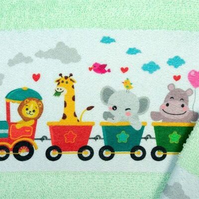 DIMcol Πετσέτα Σετ 2 τεμ Με Ψηφιακή Εκτύπωση bebe Train 348 30X50,70X140 Mint 100% Cotton - Image 2