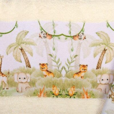 DIMcol Πετσέτα Σετ 2 τεμ Με Ψηφιακή Εκτύπωση bebe Jungle 351 30X50,70X140 Ecru 100% Cotton - Image 2