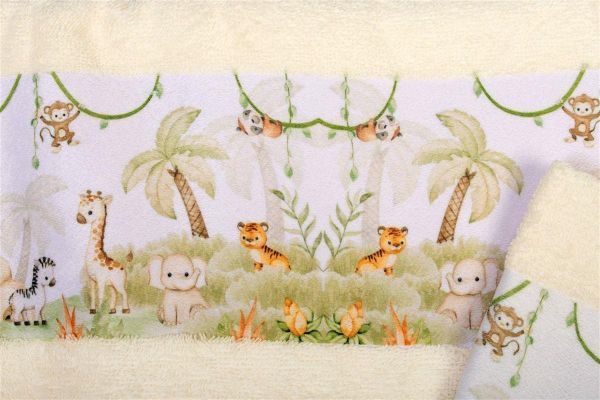 DIMcol Πετσέτα Σετ 2 τεμ Με Ψηφιακή Εκτύπωση bebe Jungle 351 30X50,70X140 Ecru 100% Cotton - Image 2