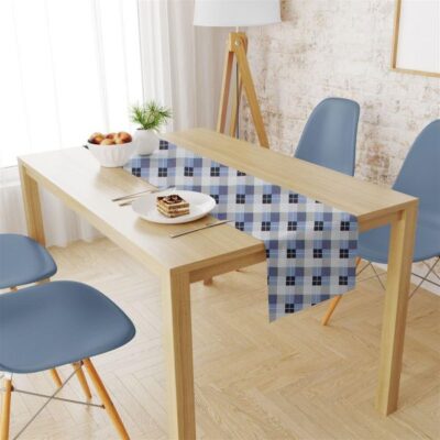 DIMcol Τραβέρσα Αλέκιαστη Checkered 468 40X180 Blue 70/30 Cott/Pol