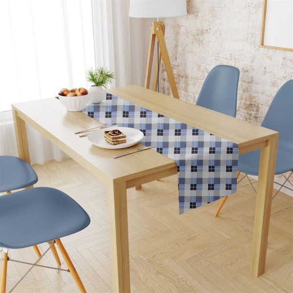DIMcol Τραβέρσα Αλέκιαστη Checkered 468 40X180 Blue 70/30 Cott/Pol