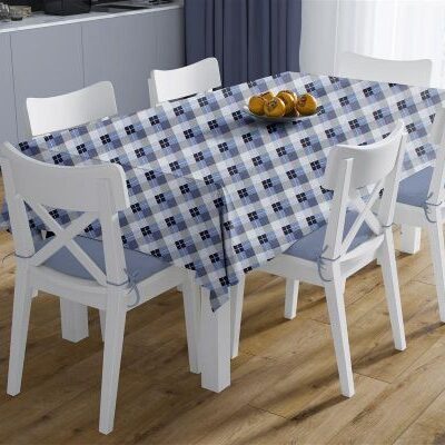 DIMcol Τραπεζομάντηλο Αλέκιαστο Checkered 468 140X180 Blue 70/30 Cott/Pol