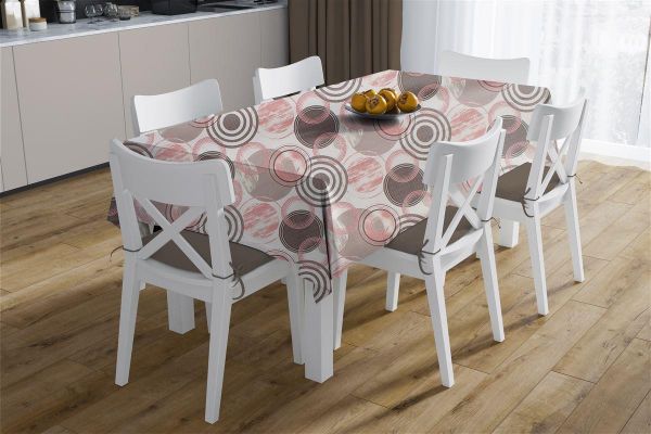 DIMcol Τραπεζομάντηλο Αλέκιαστο Circles 469 140X180 Coral 70/30 Cott/Pol