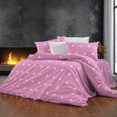 DIMcol Σεντόνια Εμπριμέ Σετ 3 τεμ Αίσθησις 608 160X240 Pink 70/30 Cott/Pol