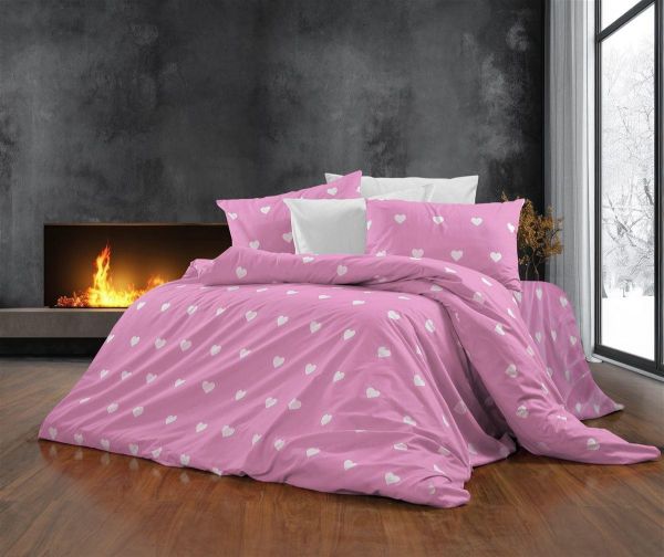 DIMcol Σεντόνια Εμπριμέ Σετ 4 τεμ Αίσθησις 608 220X240 Pink 70/30 Cott/Pol