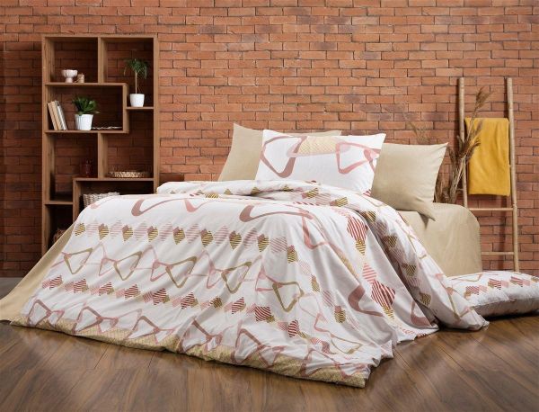 DIMcol Πάπλωμα Εμπριμέ Δαρεία 490 160X240 White-Beige 70/30 Cott/Pol