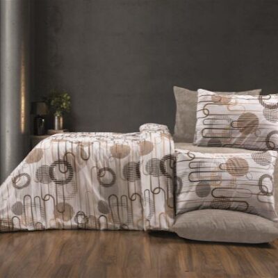DIMcol Πάπλωμα Εμπριμέ Διώνη 600 160X240 White-Mocha 70/30 Cott/Pol