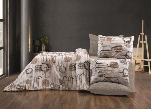 DIMcol Πάπλωμα Εμπριμέ Διώνη 600 160X240 White-Mocha 70/30 Cott/Pol