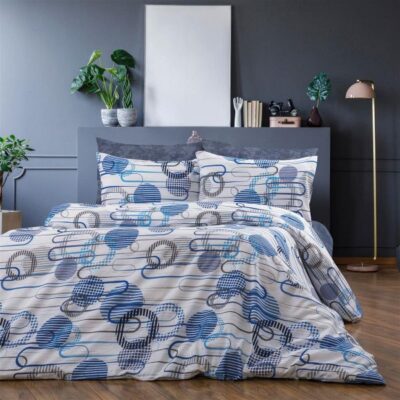 DIMcol Πάπλωμα Εμπριμέ Διώνη 602 160X240 White-Blue 70/30 Cott/Pol