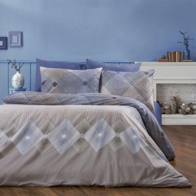 DIMcol Σεντόνια Εμπριμέ Σετ 4 τεμ Καλλιρόη 604 220X240 Grey-Blue 70/30 Cott/Pol