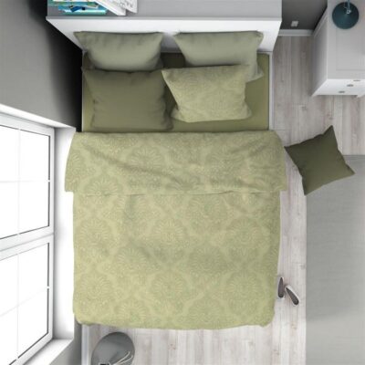 DIMcol Παπλωματοθήκη Εμπριμέ Άρτεμις 704 160X240 Light Olive 100% Cotton