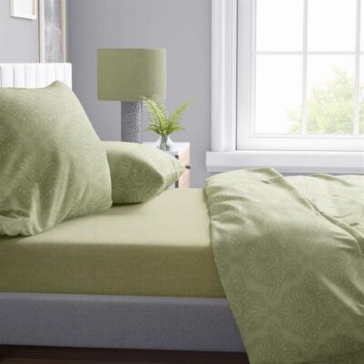 DIMcol Παπλωματοθήκη Εμπριμέ Άρτεμις 704 220X240 Light Olive 100% Cotton