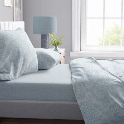 DIMcol Πάπλωμα Εμπριμέ Άρτεμις 705 220X240 Light Blue-Grey 100% Cotton