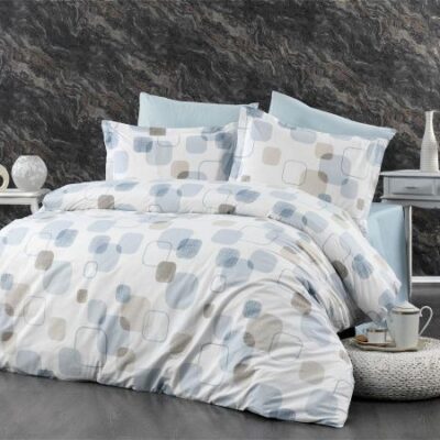 DIMcol Πάπλωμα Εμπριμέ Μελίνα 707 160X240 White-Light Blue 100% Cotton