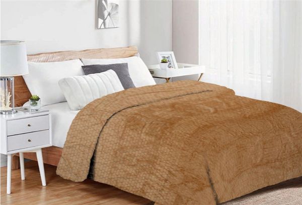 DIMcol Κουβέρτα Coral Fleece Jacquard Brick 02 160X220 Beige 100% Polyester
