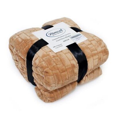 DIMcol Κουβέρτα Coral Fleece Jacquard Brick 02 220X240 Beige 100% Polyester - Image 2