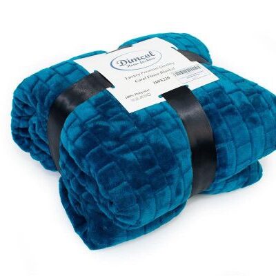 DIMcol Κουβέρτα Coral Fleece Jacquard Brick 03 220X240 Petrol 100% Polyester - Image 2
